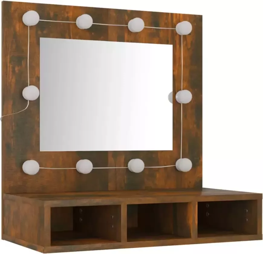 VIDAXL Spiegelkast met LED-verlichting 60x31 5x62 cm gerookt eiken - Foto 2