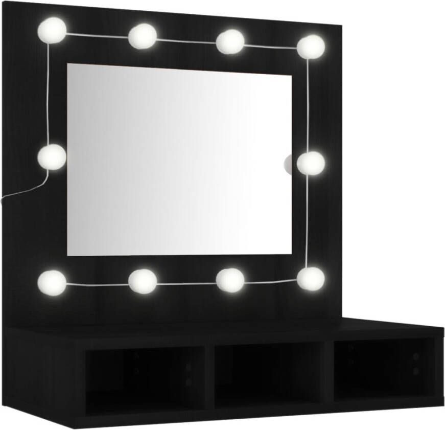 VIDAXL Spiegelkast met LED-verlichting 60x31 5x62 cm zwart - Foto 2