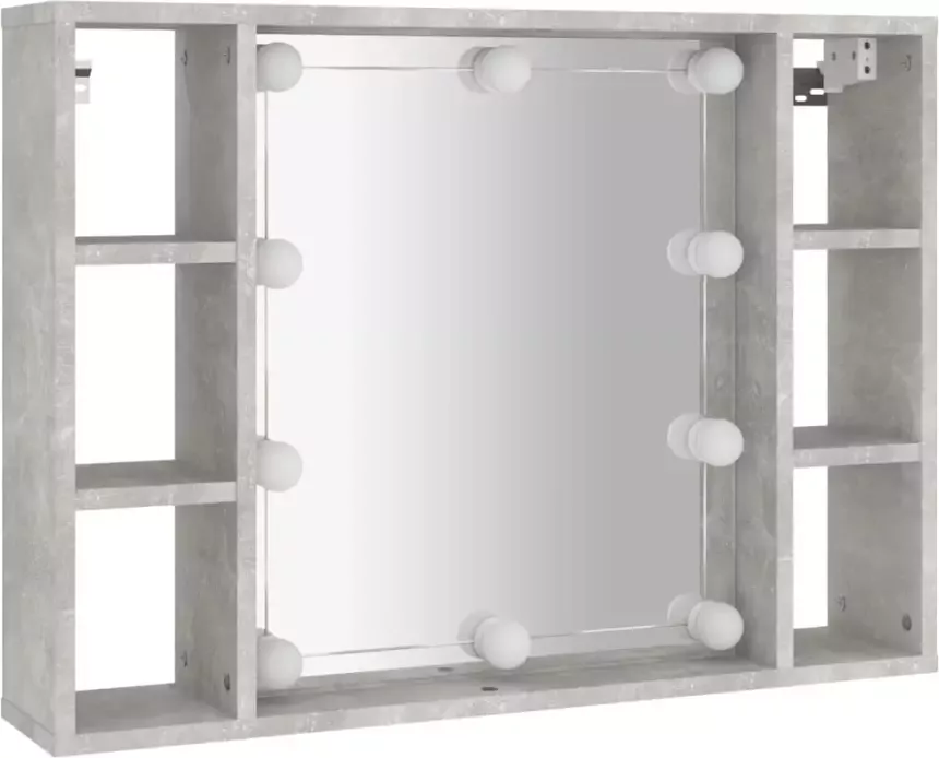 VidaXL Spiegelkast met LED-verlichting 76x15x55 cm betongrijs
