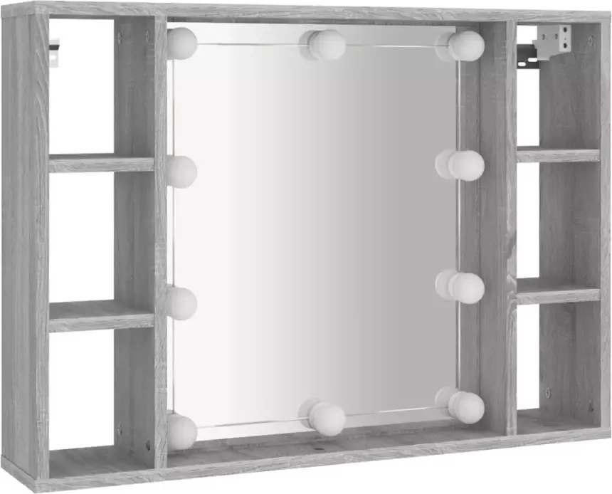 VidaXL Spiegelkast met LED-verlichting 76x15x55 cm grijs sonoma eiken