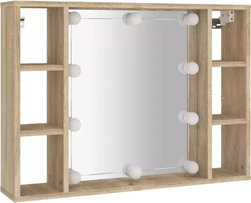 VidaXL Spiegelkast met LED-verlichting 76x15x55 cm sonoma eikenkleur