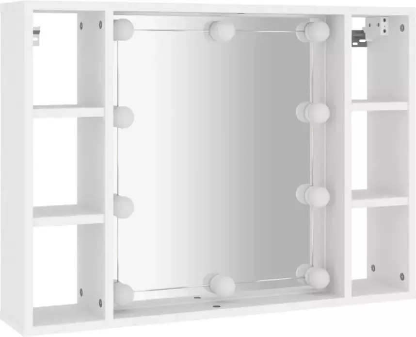 VidaXL Spiegelkast met LED-verlichting 76x15x55 cm wit