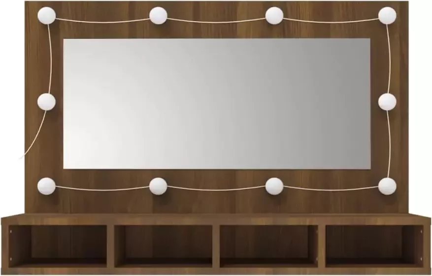 VIDAXL Spiegelkast met LED-verlichting 90x31 5x62 cm bruin eikenkleur - Foto 2