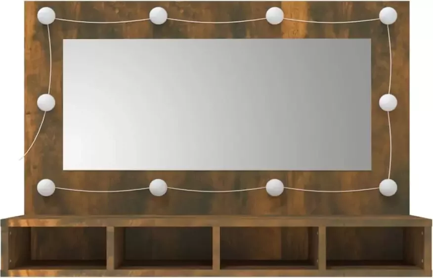 VIDAXL Spiegelkast met LED-verlichting 90x31 5x62 cm gerookt eiken - Foto 2