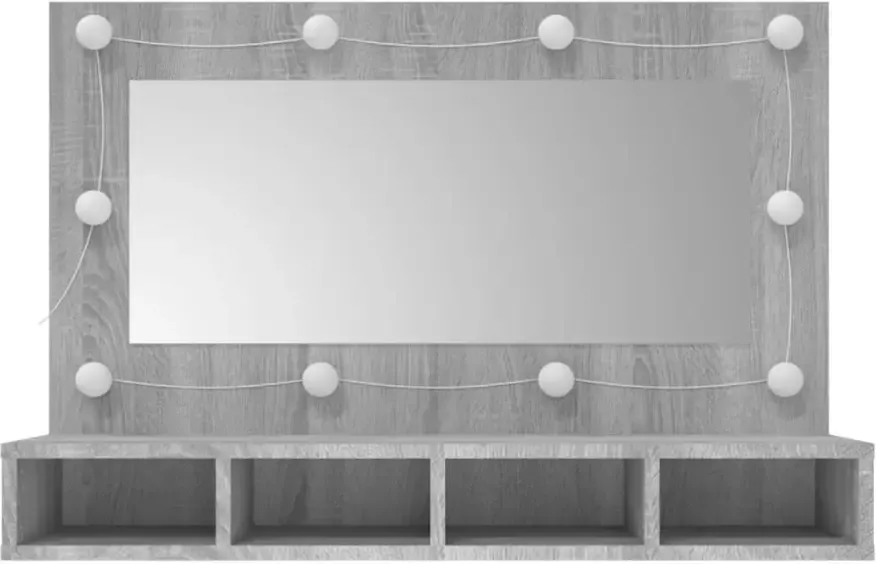 VIDAXL Spiegelkast met LED-verlichting 90x31 5x62 cm grijs sonoma - Foto 2