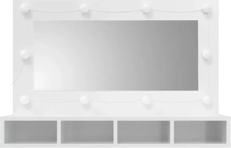 VIDAXL Spiegelkast met LED-verlichting 90x31 5x62 cm hoogglans wit - Foto 2