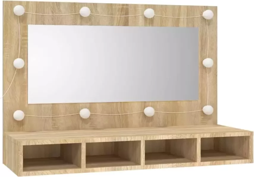 VIDAXL Spiegelkast met LED-verlichting 90x31 5x62 cm sonoma eikenkleur