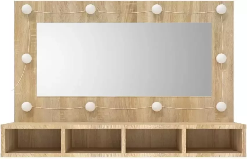 VIDAXL Spiegelkast met LED-verlichting 90x31 5x62 cm sonoma eikenkleur - Foto 3