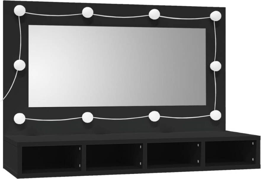 VIDAXL Spiegelkast met LED-verlichting 90x31 5x62 cm zwart - Foto 2