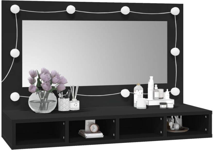 VIDAXL Spiegelkast met LED-verlichting 90x31 5x62 cm zwart