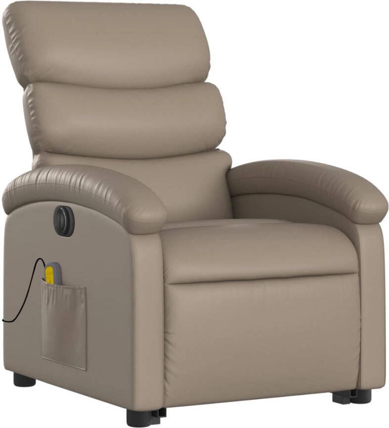 VidaXL Sta-op-massagestoel elektrisch kunstleer cappuccinokleurig - Foto 4