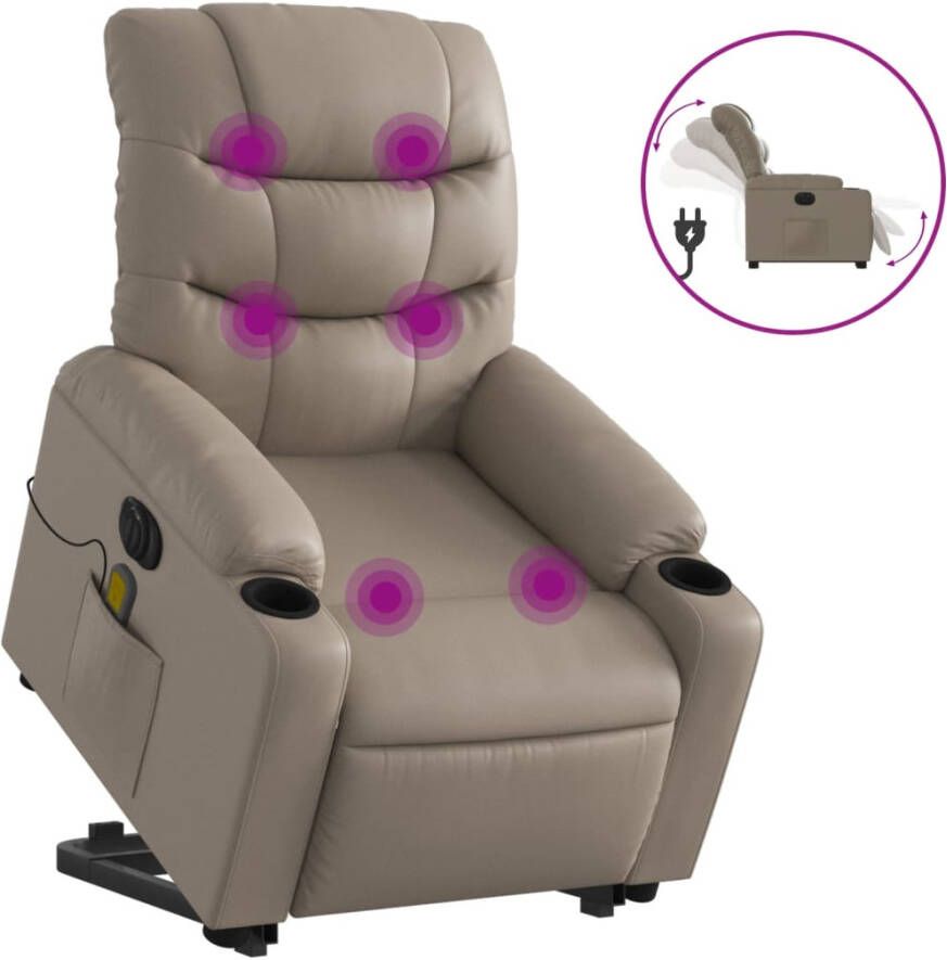 Vida XL Sta-op-massagestoel elektrisch kunstleer cappuccinokleurig SKU: V3204253 - Foto 3