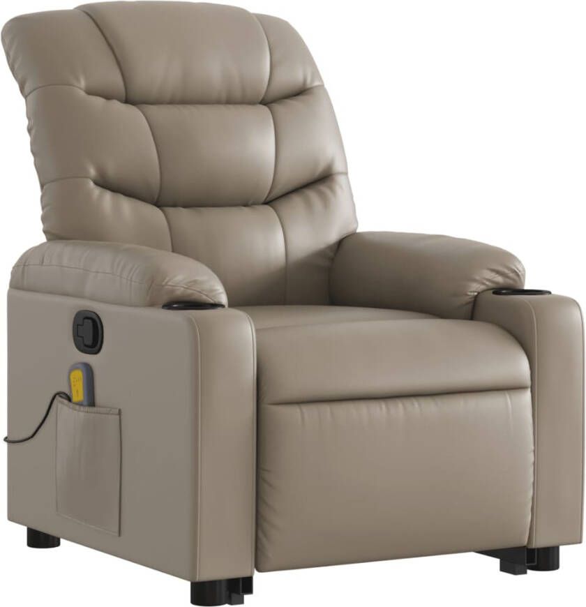 VidaXL Sta-op-massagestoel verstelbaar kunstleer cappuccinokleurig - Foto 4