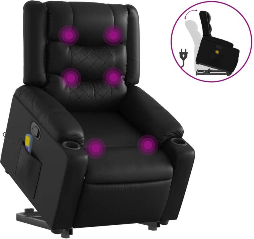 VidaXL Sta-op-massagestoel Verstelbaar Kunstleer Zwart Sta-op-stoel Massagerstoel Fauteuil Massage Elektrisch Verstelbaar - Foto 6