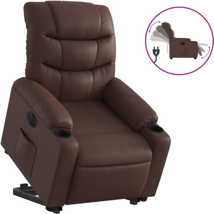 VIDAXL Sta-op-stoel elektrisch kunstleer bruin - Foto 1