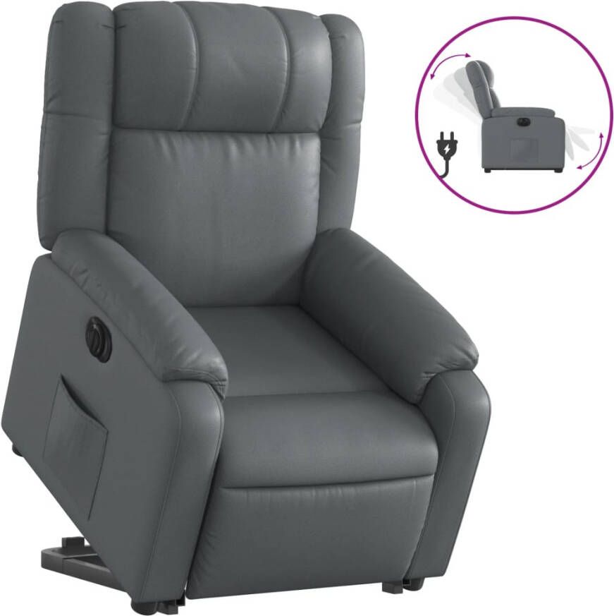 VidaXL Sta-op-stoel elektrisch kunstleer grijs