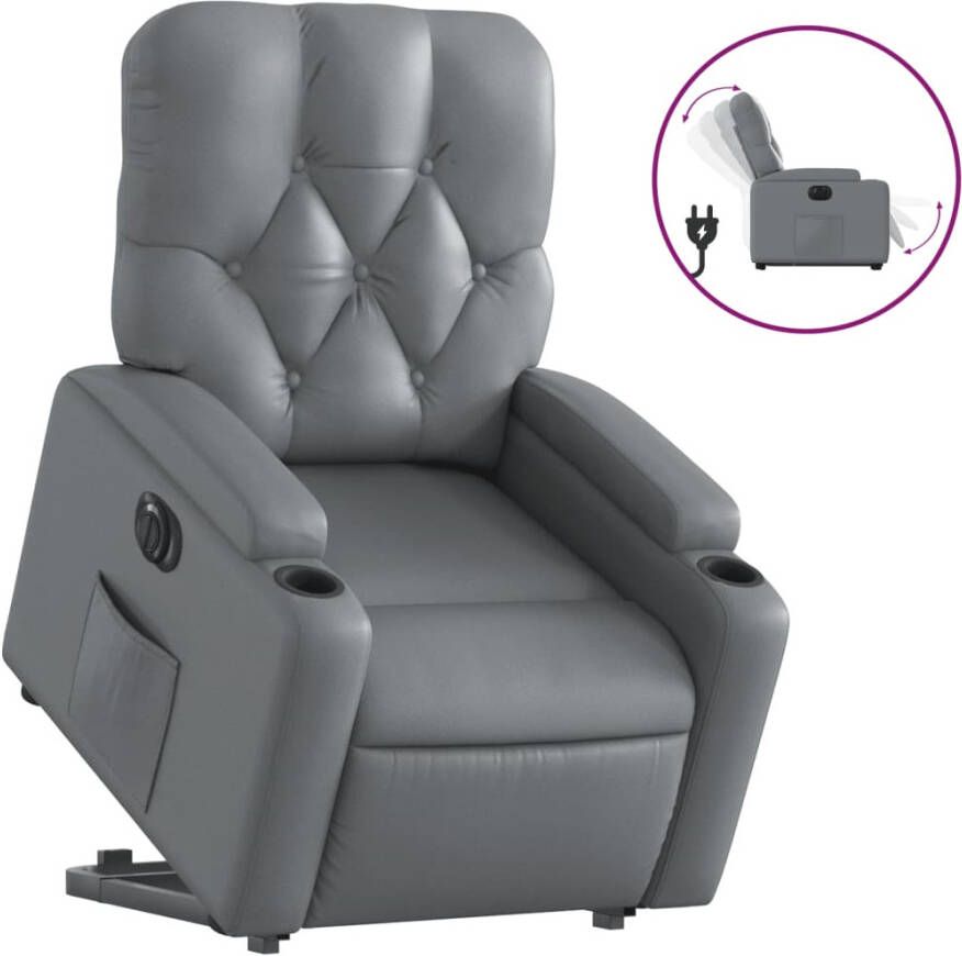 VIDAXL Sta-op-stoel elektrisch kunstleer grijs
