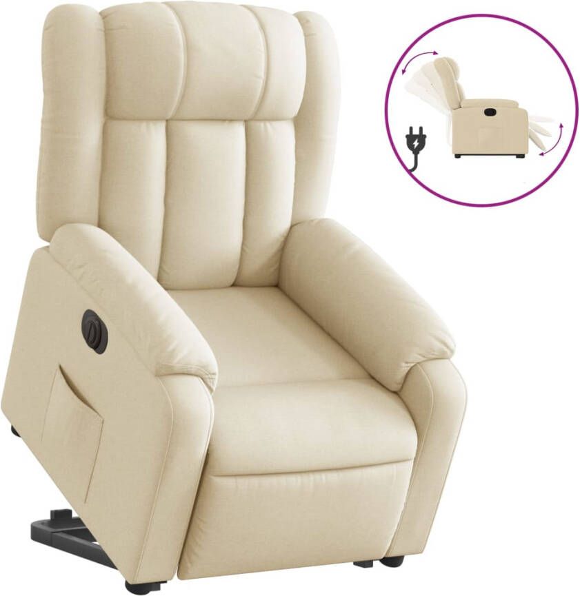 VIDAXL Sta-op-stoel elektrisch verstelbaar stof crèmekleurig - Foto 3