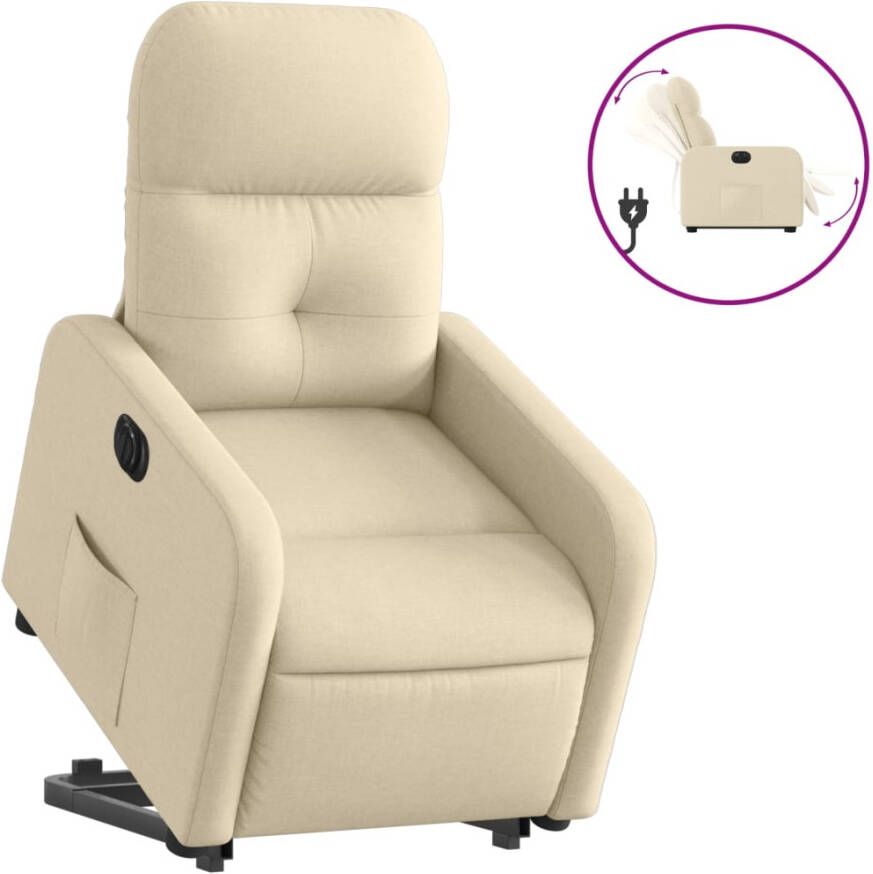 VidaXL Sta-op-stoel elektrisch verstelbaar stof crèmekleurig - Foto 1