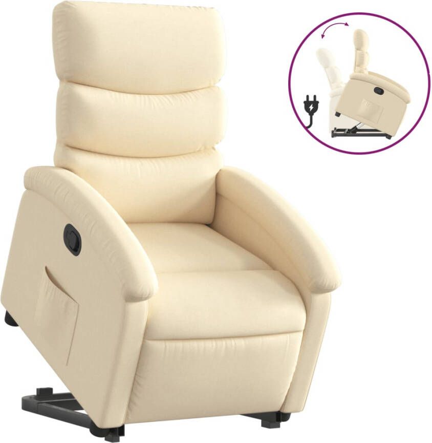 VidaXL Sta-op-stoel verstelbaar stof crèmekleurig - Foto 1