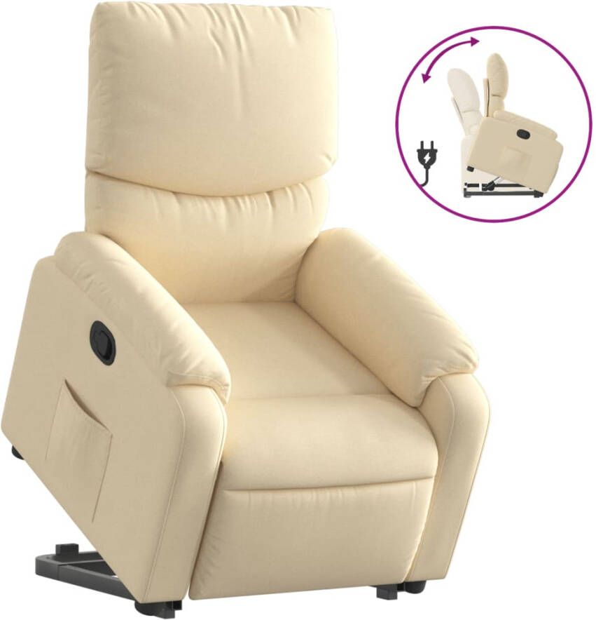 VIDAXL Sta-op-stoel verstelbaar stof crèmekleurig - Foto 1