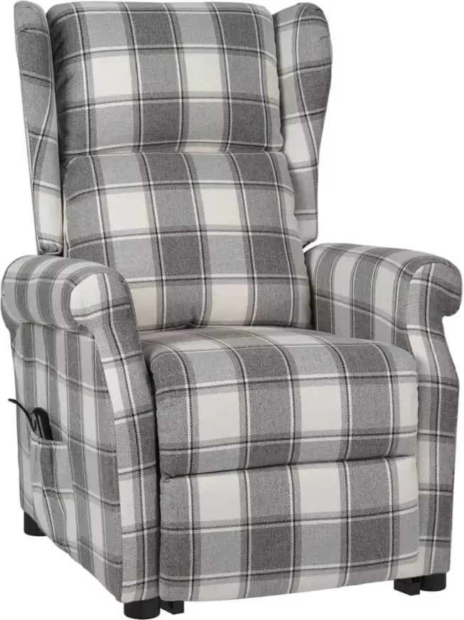 VIDAXL Sta-op-stoel verstelbaar stof wit en grijs