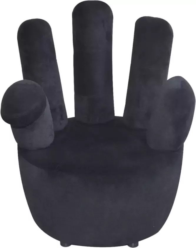 VIDAXL Stoel handvormig fluweel zwart - Foto 4