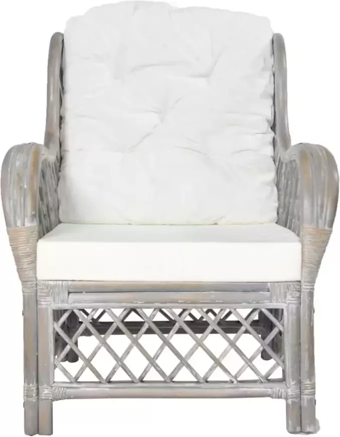 VidaXL -Stoel-met-kussen-natuurlijk-rattan-en-linnen-grijs - Foto 5