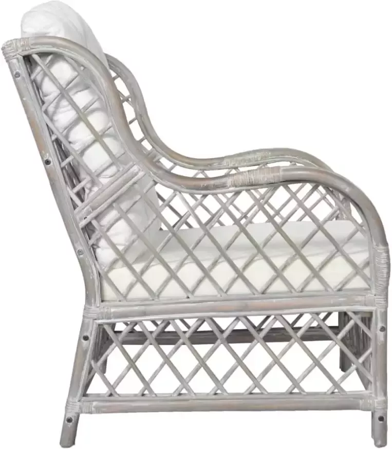 VidaXL -Stoel-met-kussen-natuurlijk-rattan-en-linnen-grijs - Foto 3