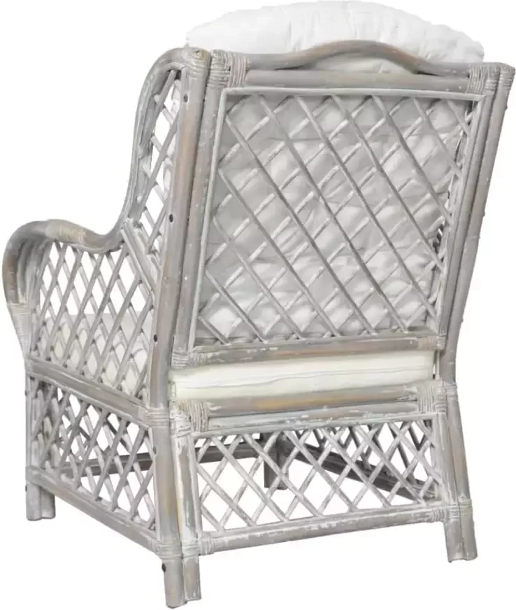 VidaXL -Stoel-met-kussen-natuurlijk-rattan-en-linnen-grijs - Foto 4