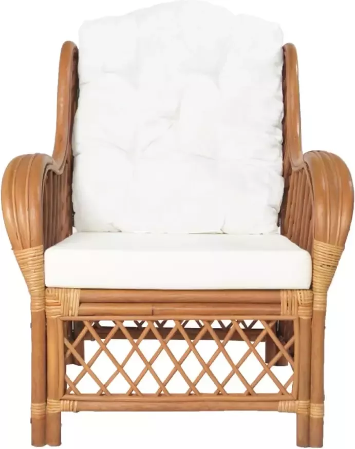 VidaXL -Stoel-met-kussen-natuurlijk-rattan-en-linnen-lichtbruin - Foto 5