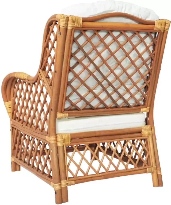 VidaXL -Stoel-met-kussen-natuurlijk-rattan-en-linnen-lichtbruin - Foto 3