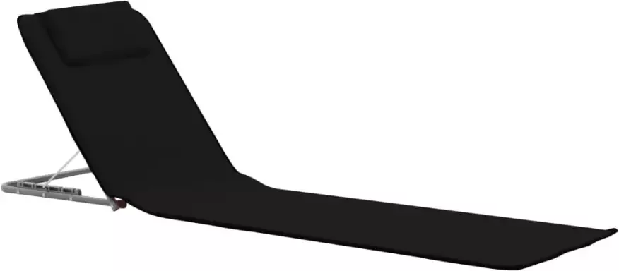 VIDAXL Strandmatten inklapbaar 2 st staal en stof zwart - Foto 2