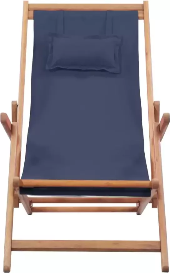 VIDAXL Strandstoel inklapbaar stof en houten frame blauw - Foto 2