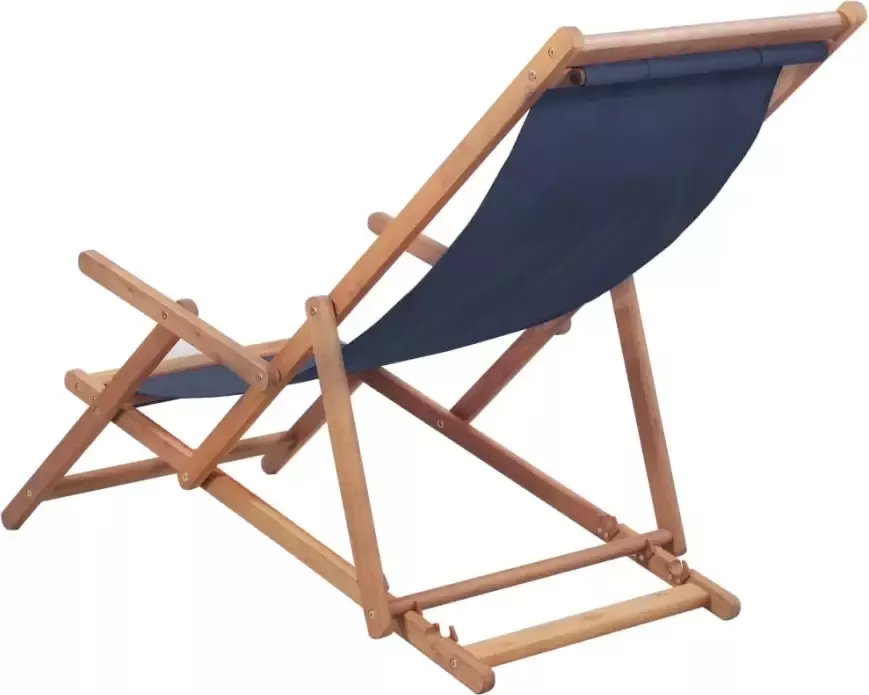 VIDAXL Strandstoel inklapbaar stof en houten frame blauw - Foto 1