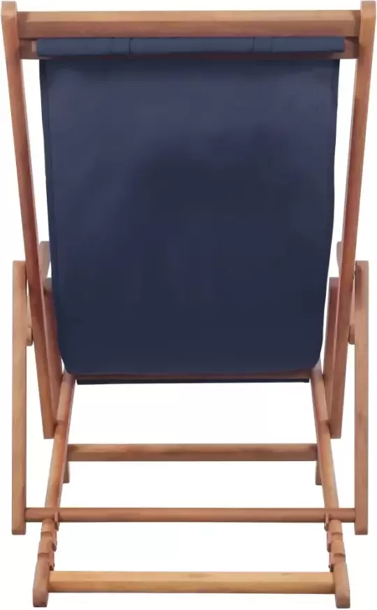 VIDAXL Strandstoel inklapbaar stof en houten frame blauw - Foto 3
