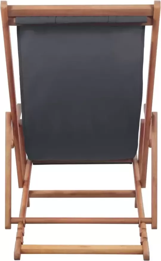 VIDAXL Strandstoel inklapbaar stof en houten frame grijs - Foto 3
