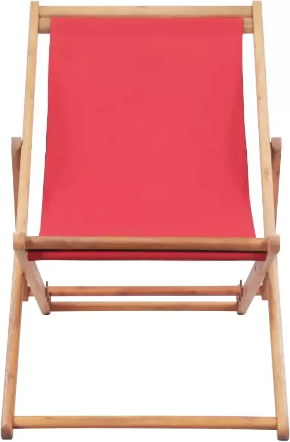 VIDAXL Strandstoel inklapbaar stof en houten frame rood - Foto 3