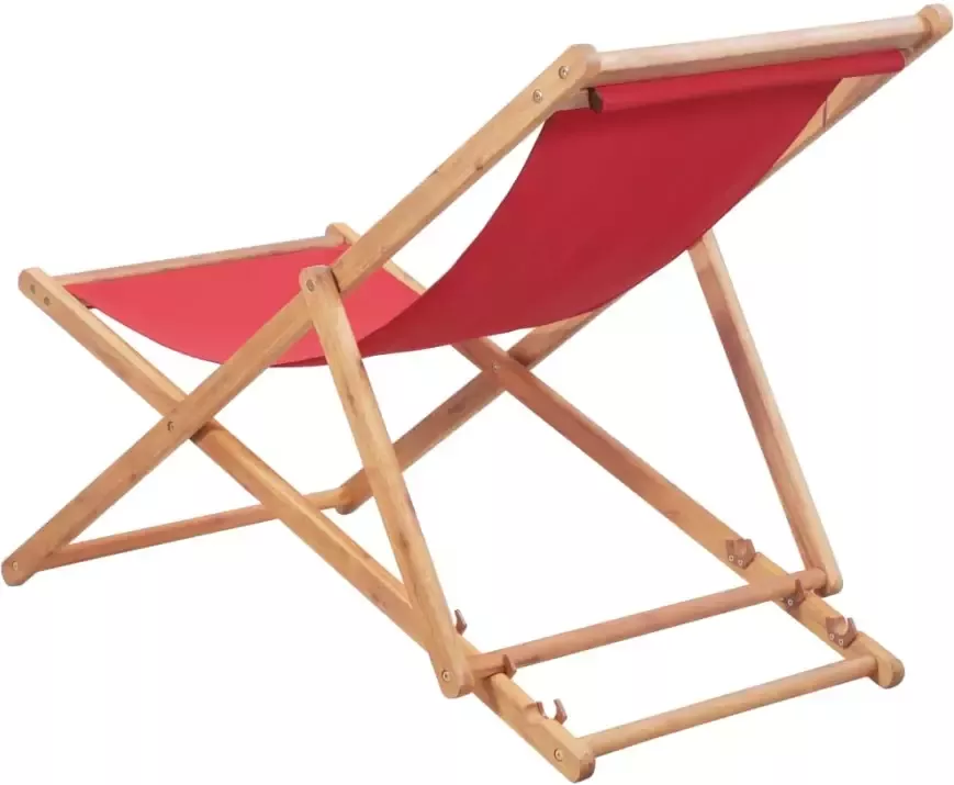 VIDAXL Strandstoel inklapbaar stof en houten frame rood
