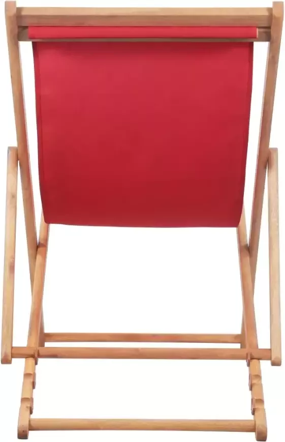 VIDAXL Strandstoel inklapbaar stof en houten frame rood - Foto 2
