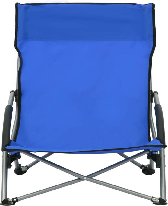 VIDAXL Strandstoelen 2 st inklapbaar stof blauw - Foto 3