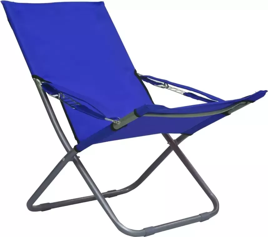 VIDAXL Strandstoelen 2 st inklapbaar stof blauw - Foto 2