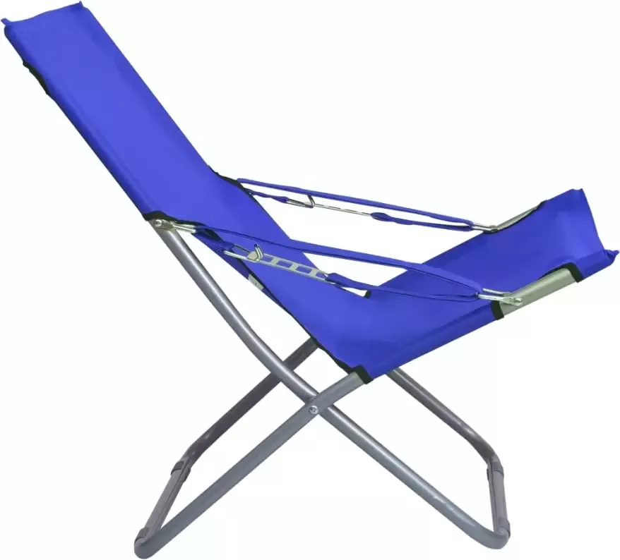 VIDAXL Strandstoelen 2 st inklapbaar stof blauw