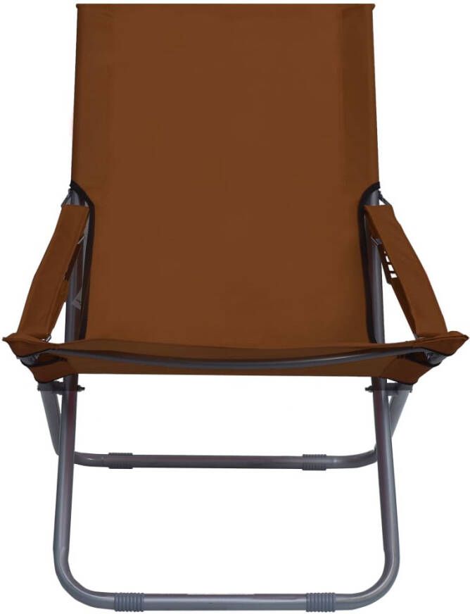 VIDAXL Strandstoelen 2 st inklapbaar stof bruin - Foto 3