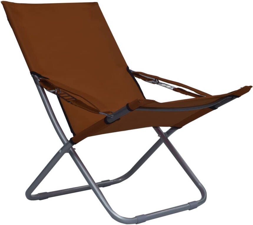 VIDAXL Strandstoelen 2 st inklapbaar stof bruin - Foto 2