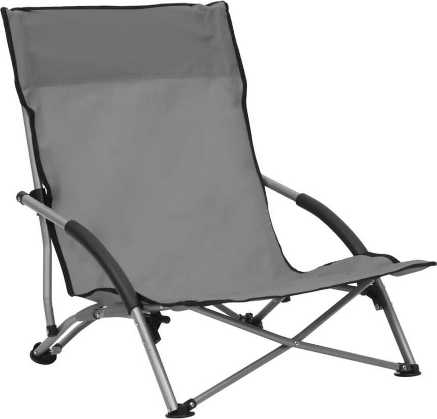 VIDAXL Strandstoelen 2 st inklapbaar stof grijs - Foto 2