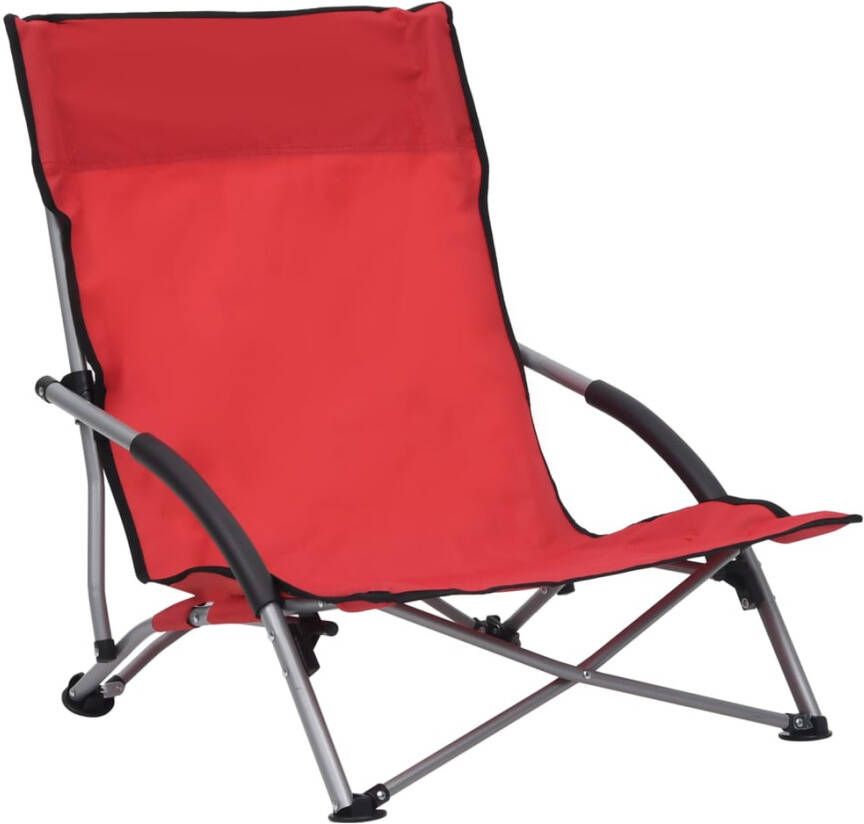 VIDAXL Strandstoelen 2 st inklapbaar stof rood - Foto 2