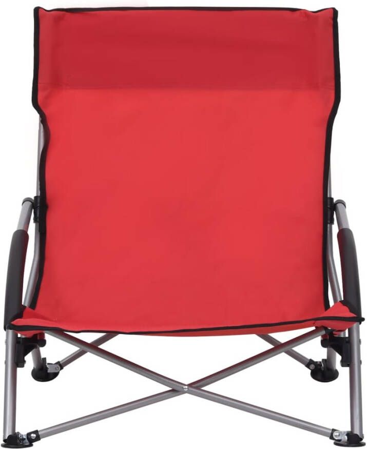 VIDAXL Strandstoelen 2 st inklapbaar stof rood - Foto 3