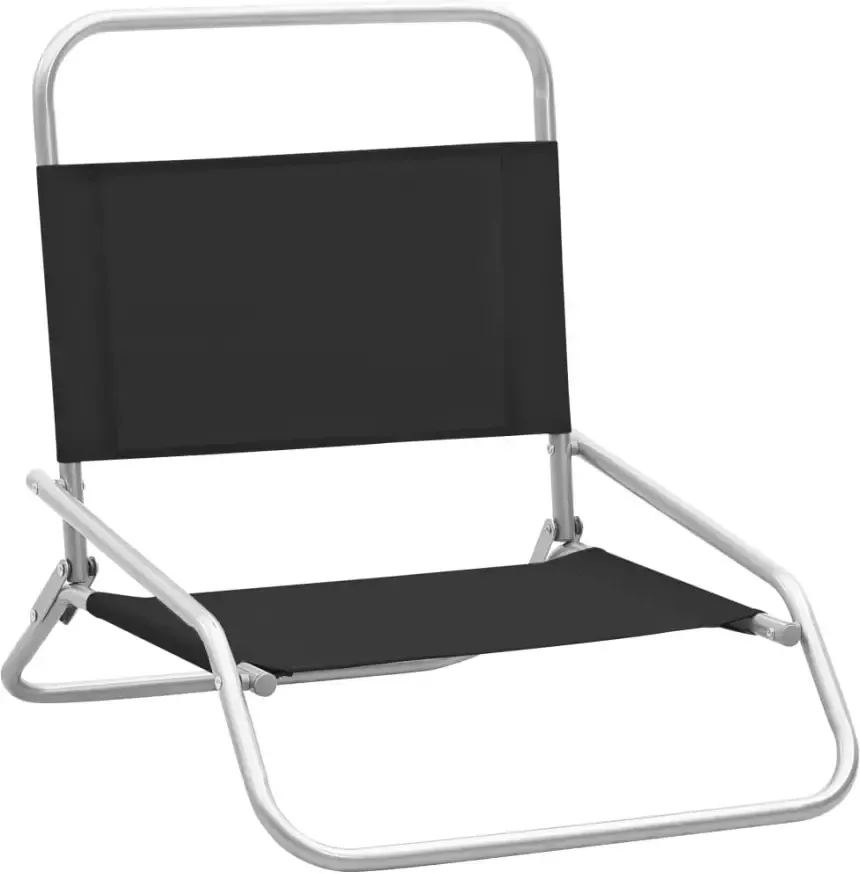 VidaXL Strandstoelen 2 st inklapbaar stof zwart - Foto 1