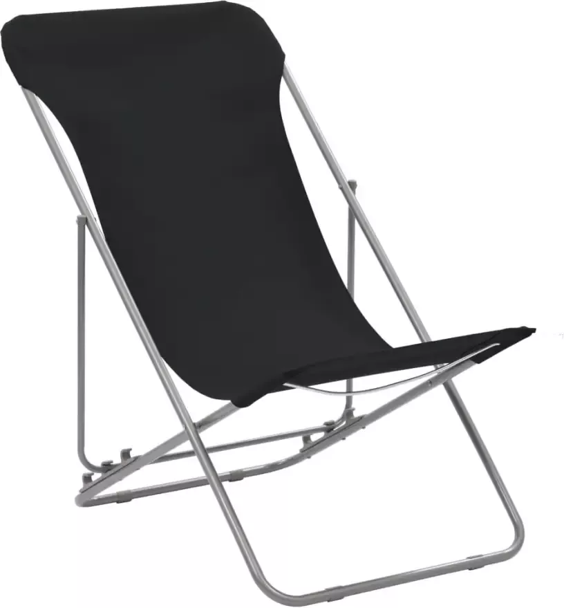 VIDAXL Strandstoelen inklapbaar 2 st staal en oxford stof zwart - Foto 2